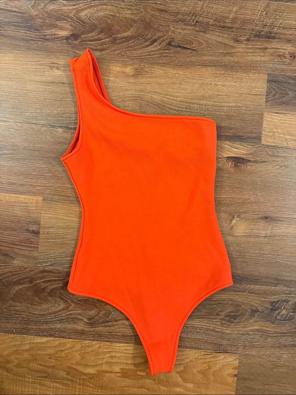 Show Me Your MuMu One-Shoulder Orange Ribbed Bodysuit